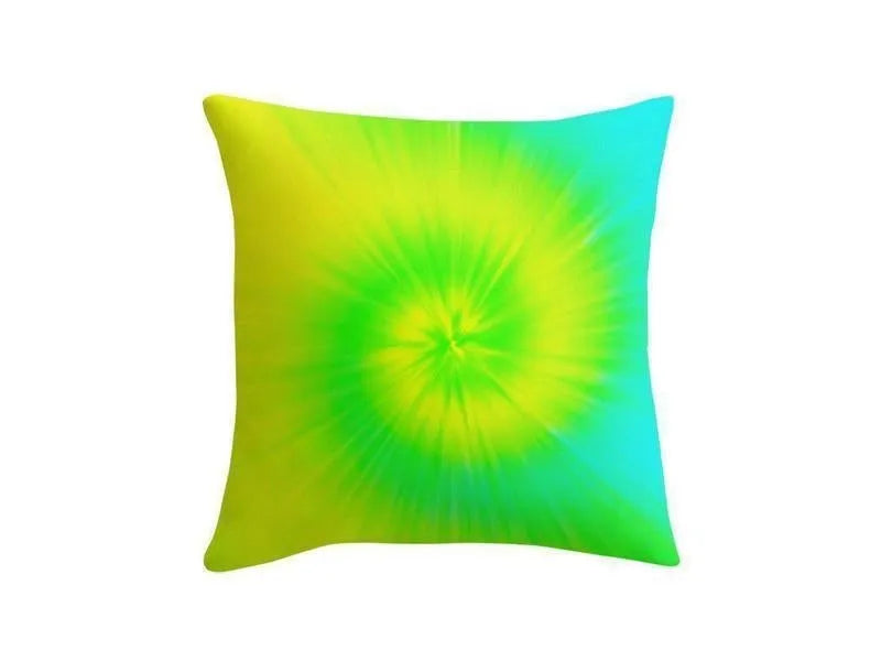 Throw Pillows & Throw Pillow Cases-TIE DYE Throw Pillows & Throw Pillow Cases-Yellows & Greens & Turquoise-from COLORADDICTED.COM-