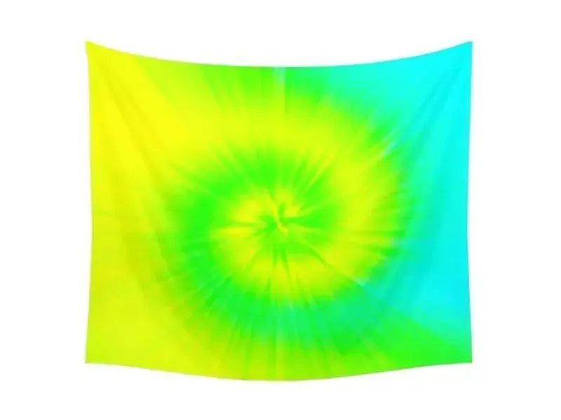 Wall Tapestries-TIE DYE Wall Tapestries-Yellows & Greens & Turquoise-from COLORADDICTED.COM-