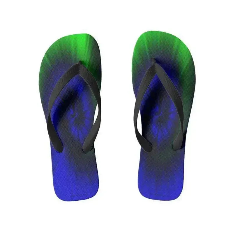 Flip Flops-TIE DYE Wide-Strap Flip Flops-Blues & Greens-from COLORADDICTED.COM-