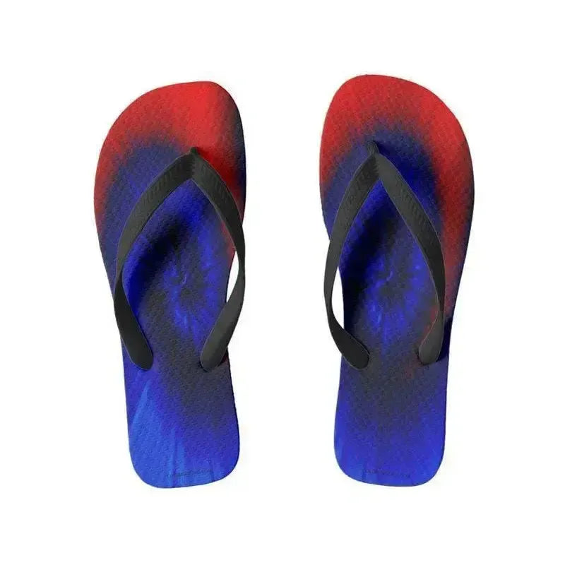 Flip Flops-TIE DYE Wide-Strap Flip Flops-Blues & Reds-from COLORADDICTED.COM-