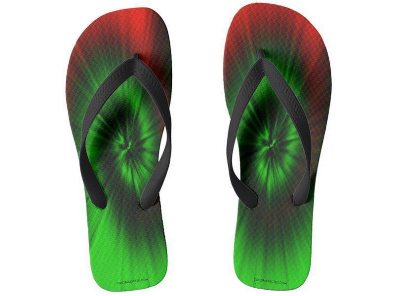 Flip Flops-TIE DYE Wide-Strap Flip Flops-Greens &amp; Reds-from COLORADDICTED.COM-