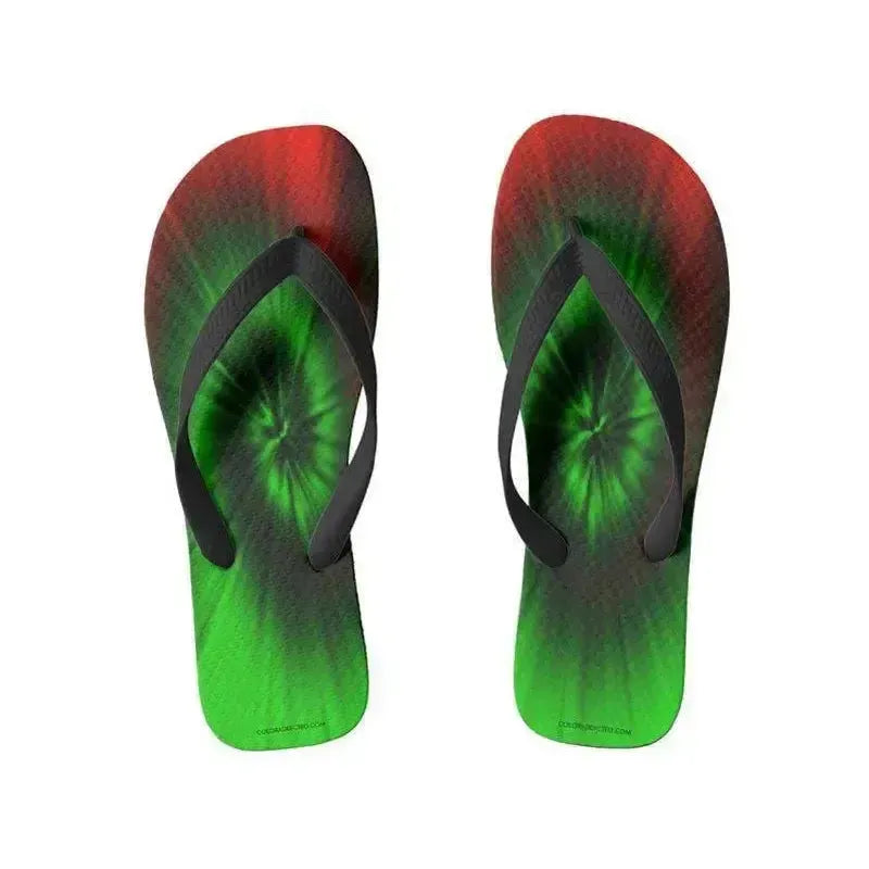 Flip Flops-TIE DYE Wide-Strap Flip Flops-Greens & Reds-from COLORADDICTED.COM-