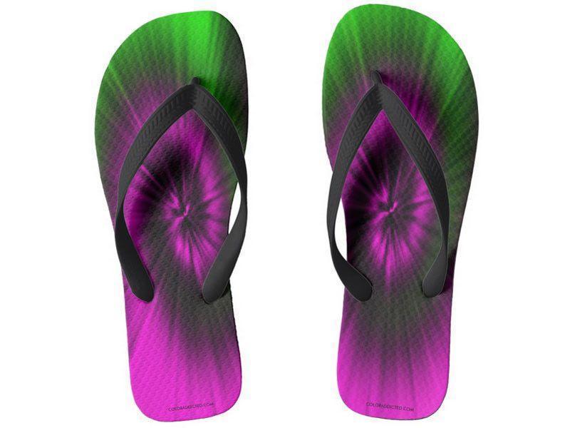 Flip Flops-TIE DYE Wide-Strap Flip Flops-Magentas &amp; Greens-from COLORADDICTED.COM-