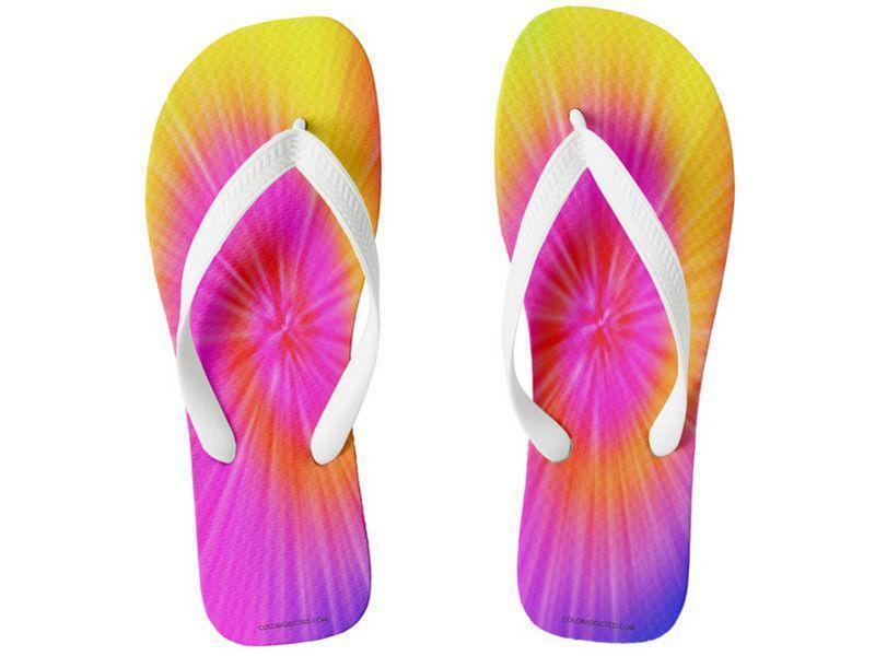 Flip Flops-TIE DYE Wide-Strap Flip Flops-Rainbow Colors-from COLORADDICTED.COM-