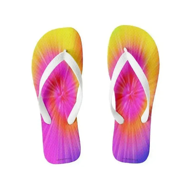 Flip Flops-TIE DYE Wide-Strap Flip Flops-Rainbow Colors-from COLORADDICTED.COM-