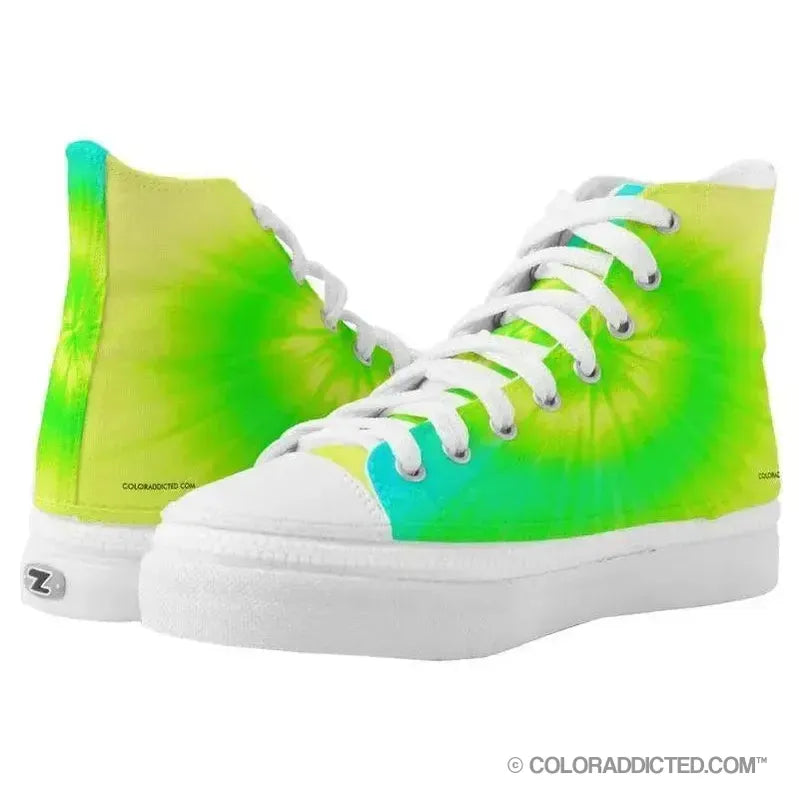 ZipZ High-Top Sneakers-TIE DYE ZipZ High-Top Sneakers-Yellows & Greens & Turquoise-from COLORADDICTED.COM-