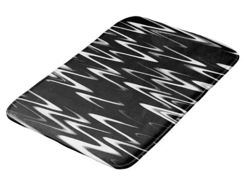 Bath Mats-WAVY #1 Bath Mats-Black & White-from COLORADDICTED.COM-