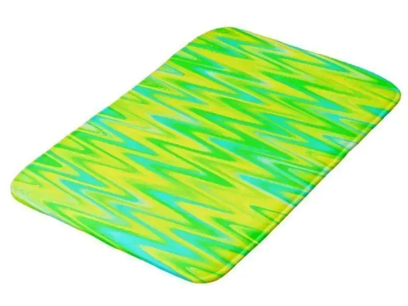 Bath Mats-WAVY #1 Bath Mats-Greens, Yellows & Light Blues-from COLORADDICTED.COM-