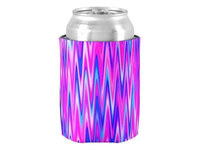 Can Cooler Sleeves – Can Koozies-WAVY #1 Bottle &amp; Can Cooler Sleeves – Bottle &amp; Can Koozies-Blues &amp; Purples &amp; Fuchsias-from COLORADDICTED.COM-