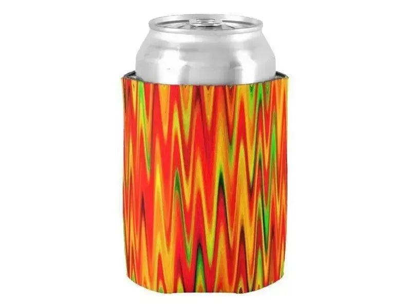 Can Cooler Sleeves – Can Koozies-WAVY #1 Bottle & Can Cooler Sleeves – Bottle & Can Koozies-Reds & Oranges & Yellows & Greens-from COLORADDICTED.COM-