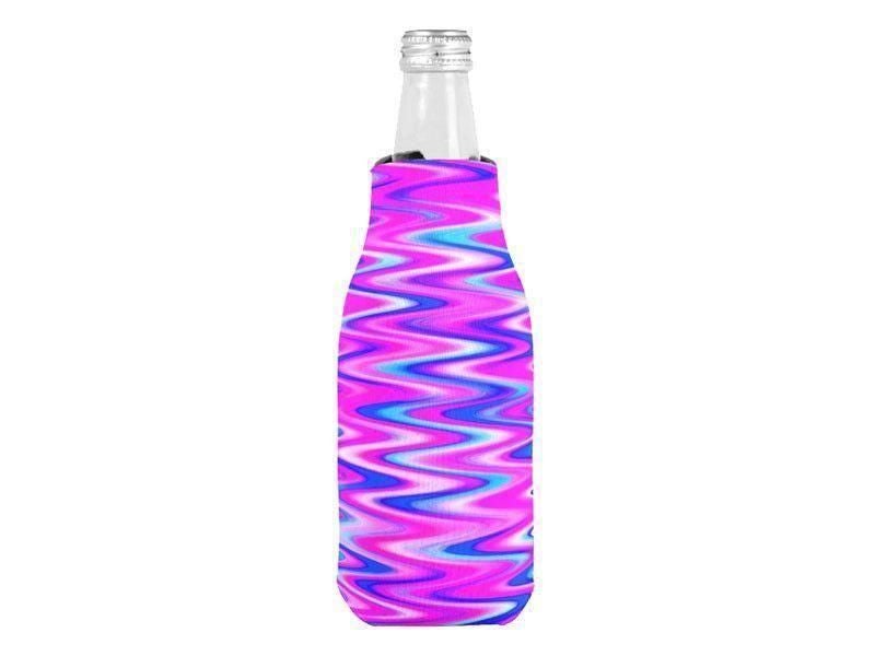 Bottle Cooler Sleeves – Bottle Koozies-WAVY #1 Bottle Cooler Sleeves – Bottle Koozies-Blues &amp; Purples &amp; Fuchsias-from COLORADDICTED.COM-