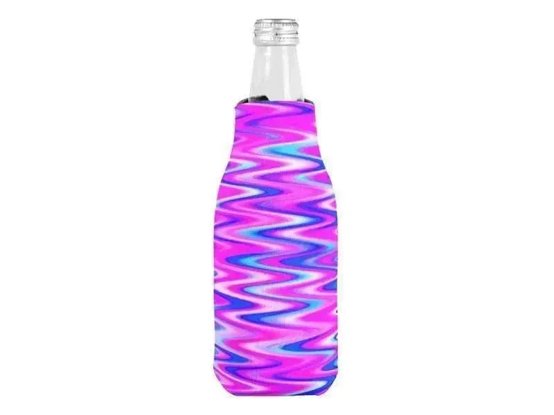 Bottle Cooler Sleeves – Bottle Koozies-WAVY #1 Bottle Cooler Sleeves – Bottle Koozies-Blues & Purples & Fuchsias-from COLORADDICTED.COM-