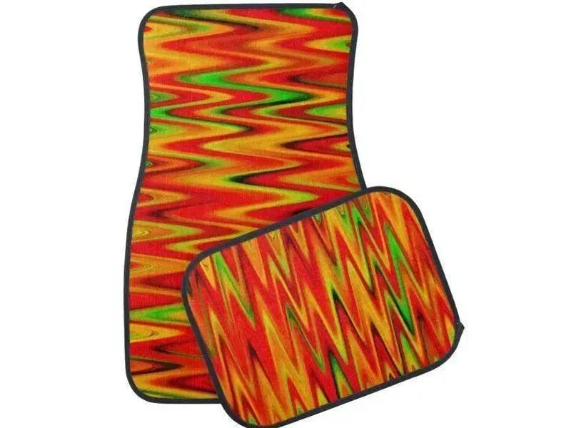 Car Mats-WAVY #1 Car Mats Sets-Reds & Oranges & Yellows & Greens-from COLORADDICTED.COM-