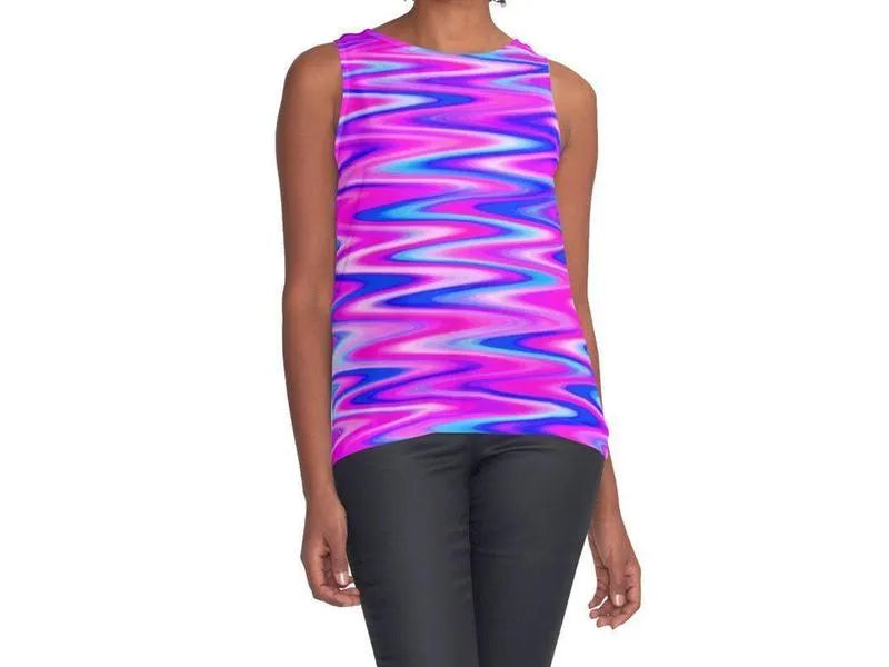 Contrast Tanks-WAVY #1 Contrast Tanks-Blues & Purples & Fuchsias-from COLORADDICTED.COM-