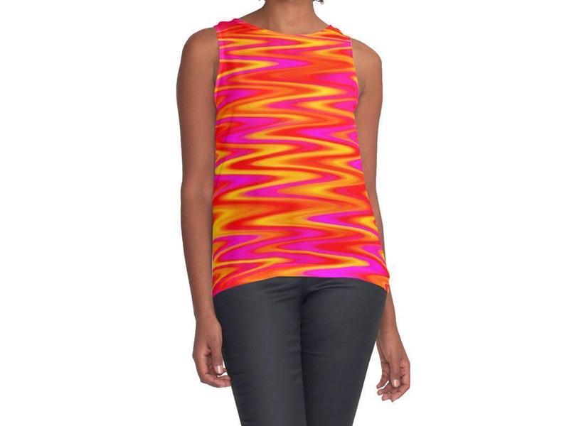Contrast Tanks-WAVY #1 Contrast Tanks-Reds &amp; Oranges &amp; Yellows &amp; Fuchsias-from COLORADDICTED.COM-