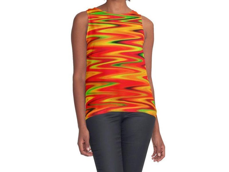 Contrast Tanks-WAVY #1 Contrast Tanks-Reds &amp; Oranges &amp; Yellows &amp; Greens-from COLORADDICTED.COM-