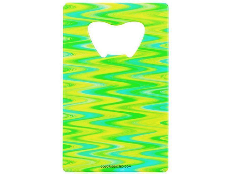 Credit Card Bottle Openers-WAVY #1 Credit Card Bottle Openers-Greens, Yellows &amp; Light Blues-from COLORADDICTED.COM-
