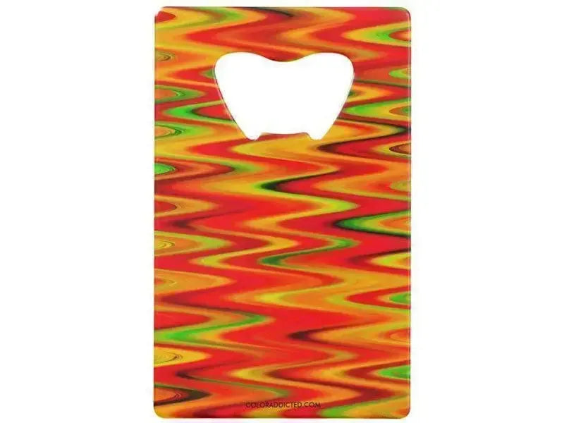 Credit Card Bottle Openers-WAVY #1 Credit Card Bottle Openers-Reds, Oranges, Yellows & Greens-from COLORADDICTED.COM-