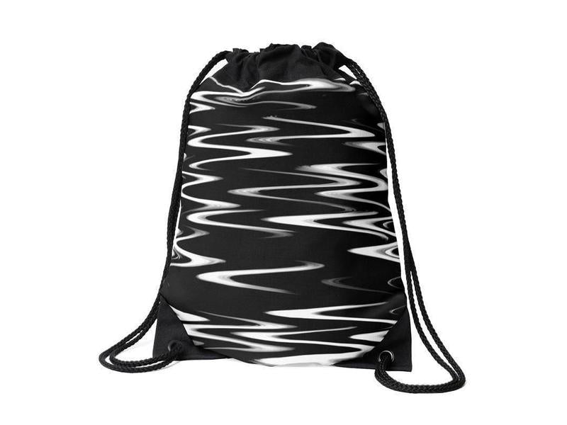 Drawstring Bags-WAVY #1 Drawstring Bags-Black &amp; White-from COLORADDICTED.COM-
