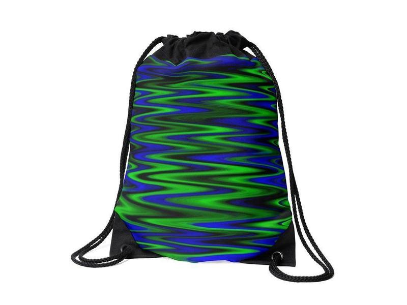 Drawstring Bags-WAVY #1 Drawstring Bags-Blues &amp; Greens-from COLORADDICTED.COM-