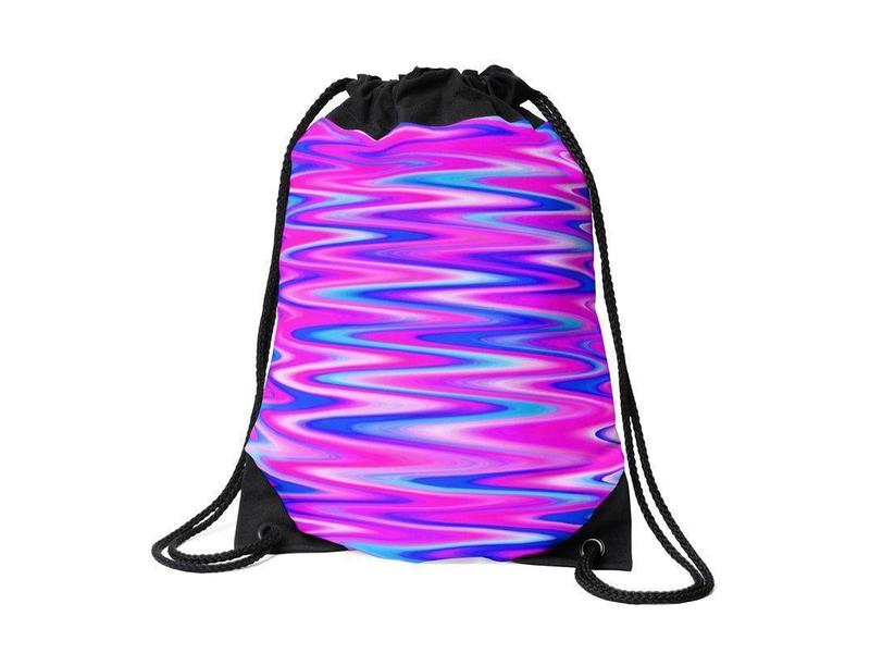 Drawstring Bags-WAVY #1 Drawstring Bags-Blues &amp; Purples &amp; Fuchsias-from COLORADDICTED.COM-