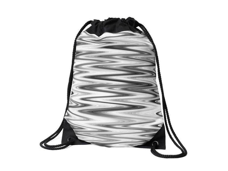 Drawstring Bags-WAVY #1 Drawstring Bags-Grays &amp; White-from COLORADDICTED.COM-