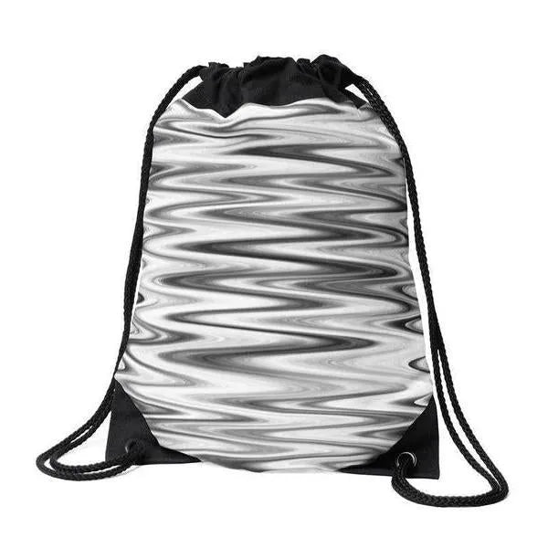 Drawstring Bags-WAVY #1 Drawstring Bags-Grays & White-from COLORADDICTED.COM-