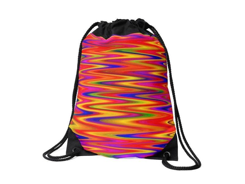 Drawstring Bags-WAVY #1 Drawstring Bags-Multicolor Bright-from COLORADDICTED.COM-