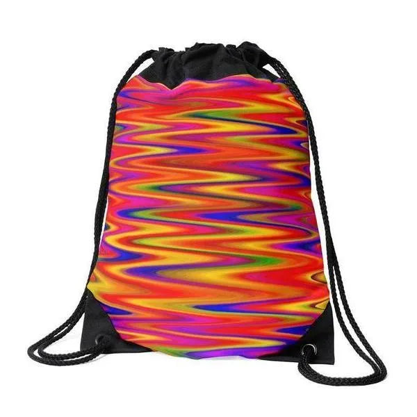 Drawstring Bags-WAVY #1 Drawstring Bags-Multicolor Bright-from COLORADDICTED.COM-