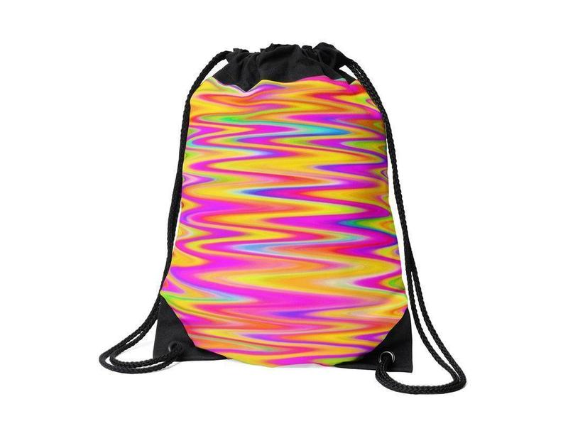 Drawstring Bags-WAVY #1 Drawstring Bags-Multicolor Light-from COLORADDICTED.COM-