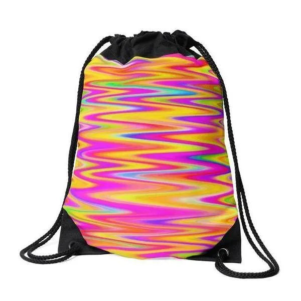 Drawstring Bags-WAVY #1 Drawstring Bags-Multicolor Light-from COLORADDICTED.COM-