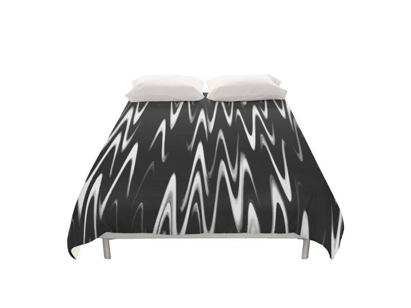 Duvet Covers-WAVY #1 Duvet Covers-Black &amp; White-from COLORADDICTED.COM-