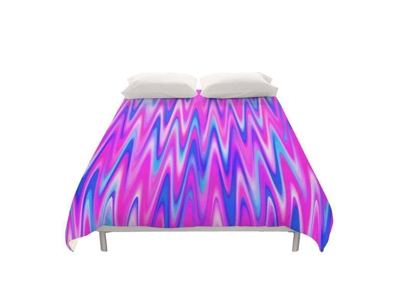 Duvet Covers-WAVY #1 Duvet Covers-Blues &amp; Purples &amp; Fuchsias-from COLORADDICTED.COM-