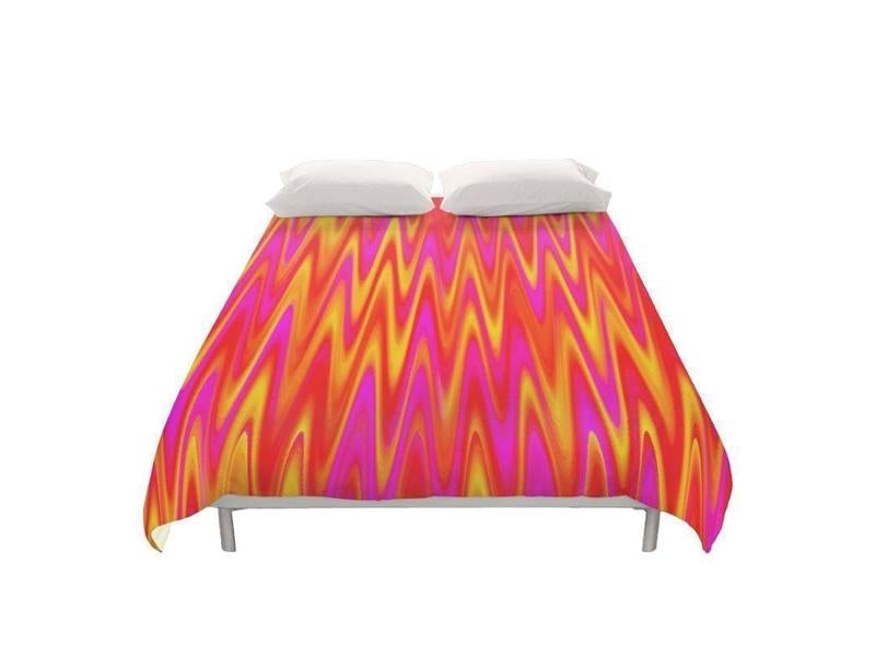 Duvet Covers-WAVY #1 Duvet Covers-Reds &amp; Oranges &amp; Yellows &amp; Fuchsias-from COLORADDICTED.COM-