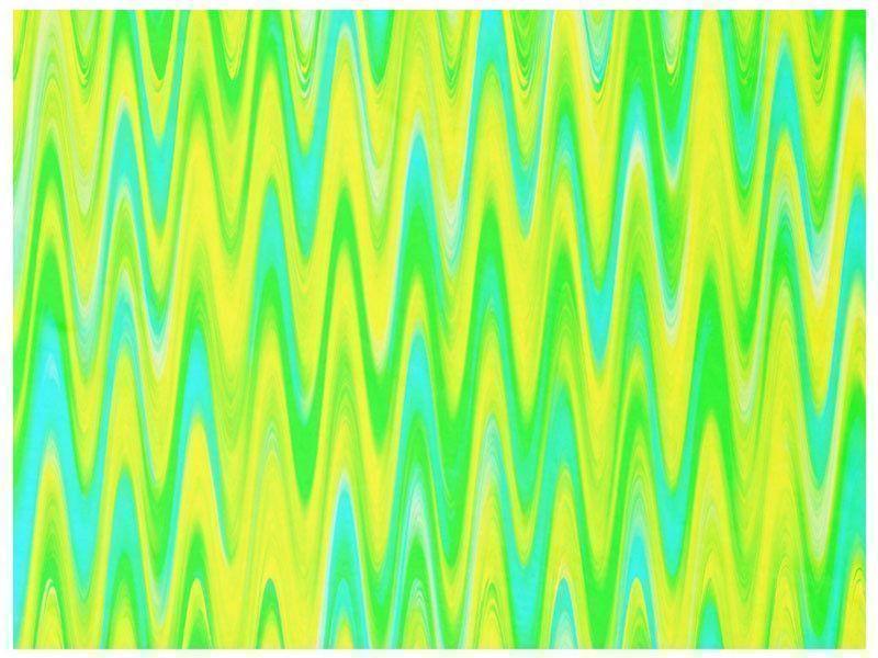 Fleece Blankets-WAVY #1 Fleece Blankets-Greens, Yellows &amp; Light Blues-from COLORADDICTED.COM-