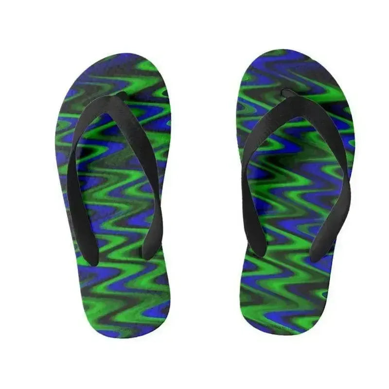 Kids Flip Flops-WAVY #1 Kids Flip Flops-Blues & Greens-from COLORADDICTED.COM-