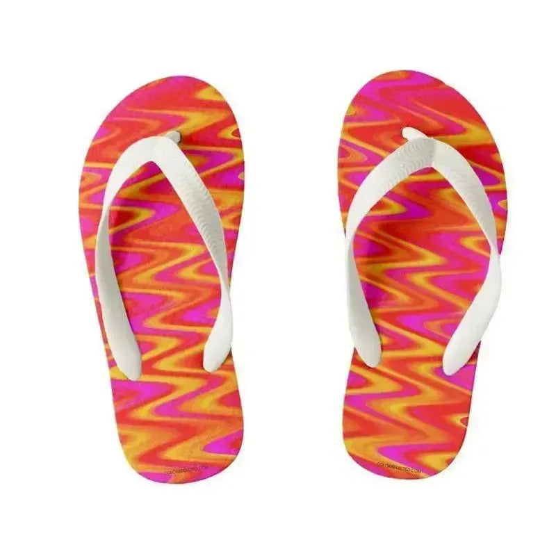 Kids Flip Flops-WAVY #1 Kids Flip Flops-Reds & Oranges & Yellows & Fuchsias-from COLORADDICTED.COM-