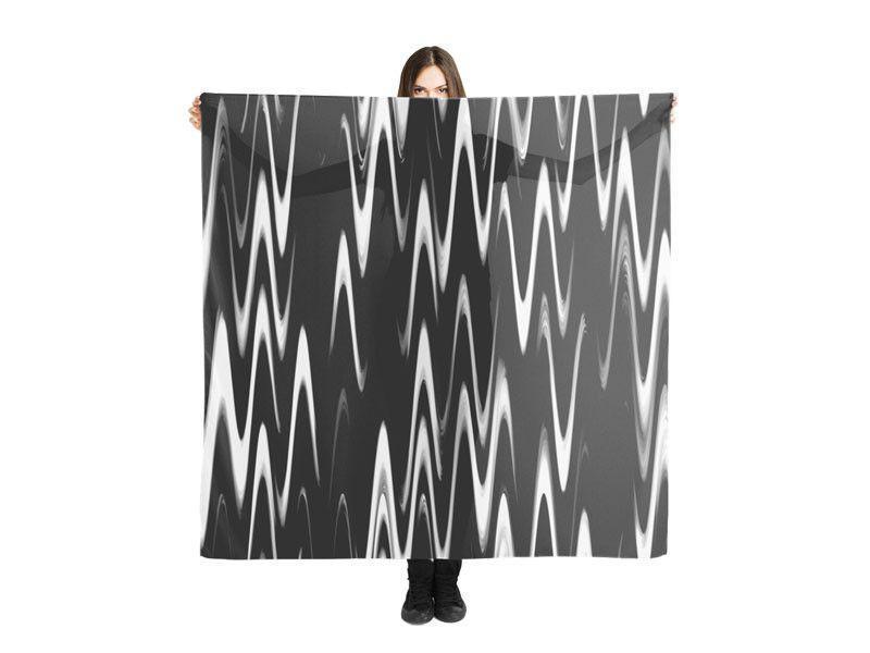 Large Square Scarves &amp; Shawls-WAVY #1 Large Square Scarves &amp; Shawls-Black &amp; White-from COLORADDICTED.COM-