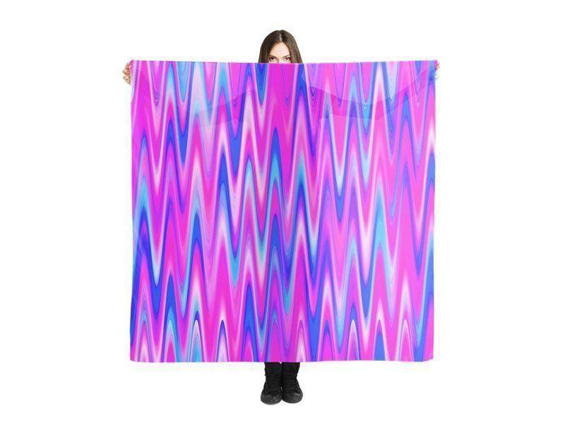Large Square Scarves &amp; Shawls-WAVY #1 Large Square Scarves &amp; Shawls-Blues &amp; Purples &amp; Fuchsias-from COLORADDICTED.COM-