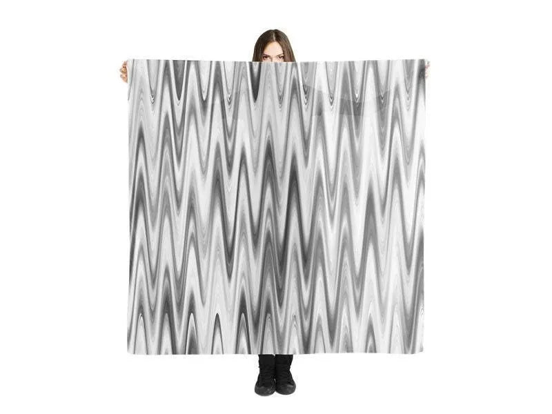 Large Square Scarves & Shawls-WAVY #1 Large Square Scarves & Shawls-Grays & White-from COLORADDICTED.COM-