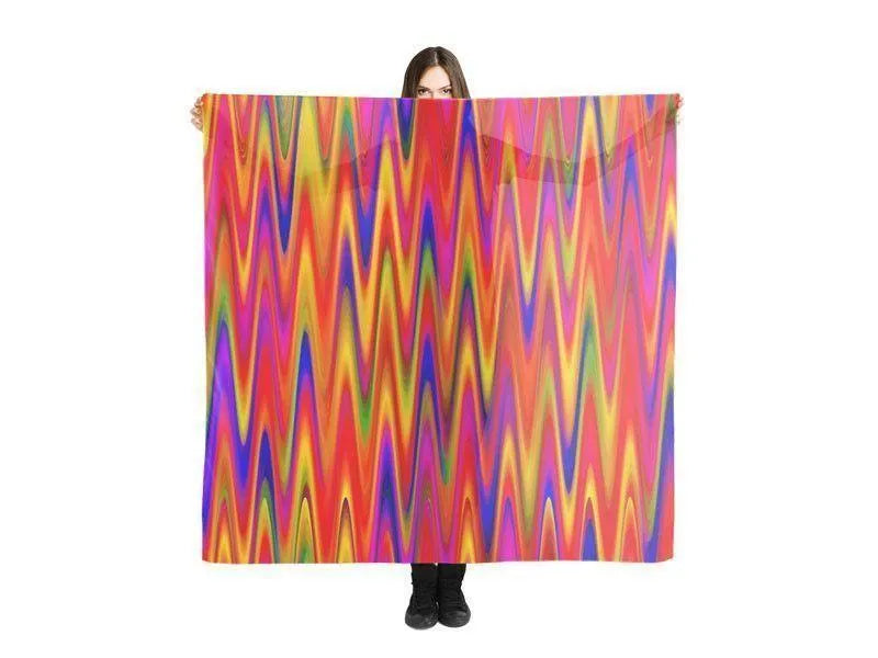 Large Square Scarves & Shawls-WAVY #1 Large Square Scarves & Shawls-Multicolor Bright-from COLORADDICTED.COM-
