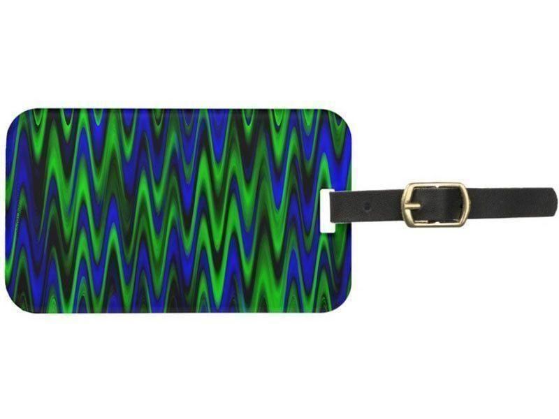 Luggage Tags-WAVY #1 Luggage Tags-Blues &amp; Greens-from COLORADDICTED.COM-