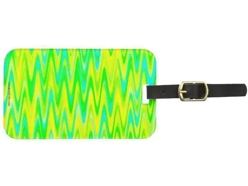 Luggage Tags-WAVY #1 Luggage Tags-Greens, Yellows & Light Blues-from COLORADDICTED.COM-