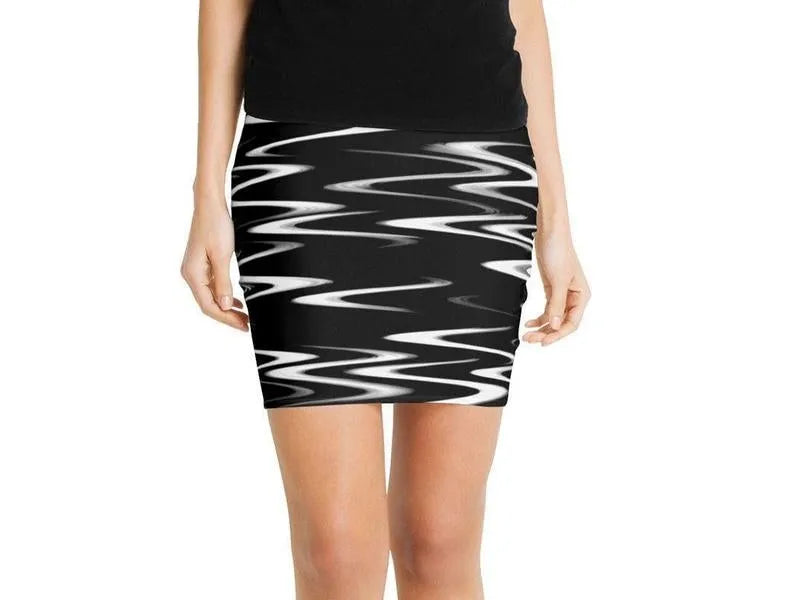 Mini Pencil Skirts-WAVY #1 Mini Pencil Skirts-Black & White-from COLORADDICTED.COM-