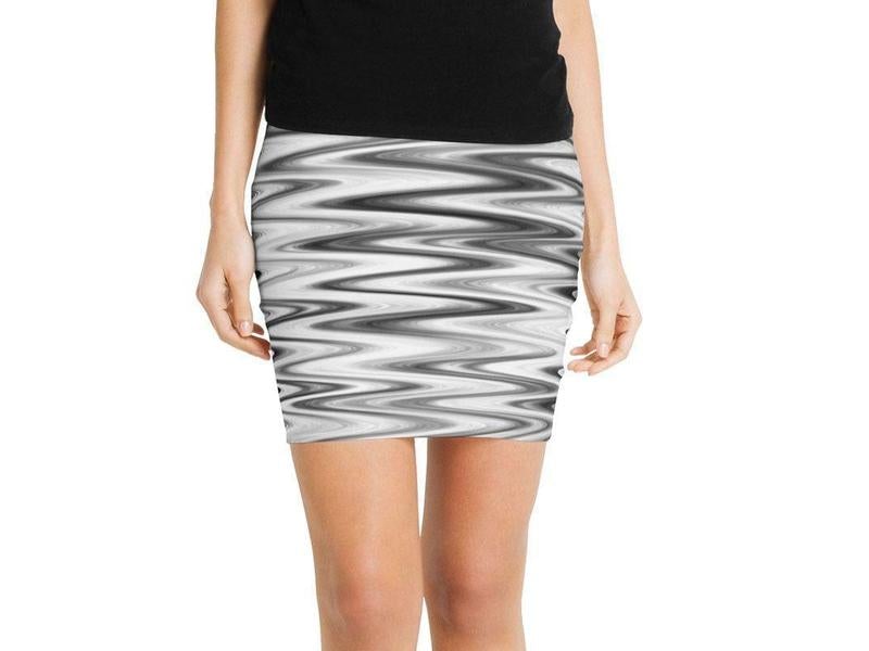 Mini Pencil Skirts-WAVY #1 Mini Pencil Skirts-Grays &amp; White-from COLORADDICTED.COM-