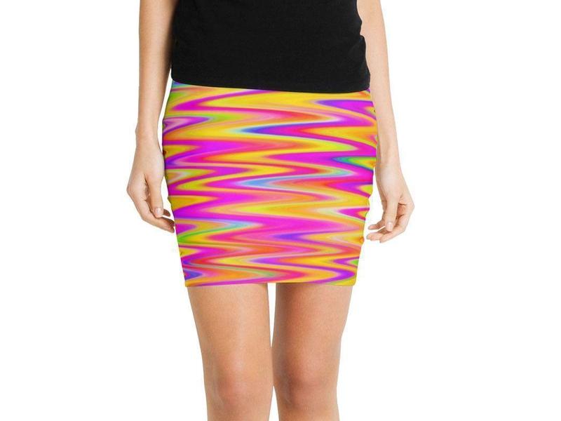 Mini Pencil Skirts-WAVY #1 Mini Pencil Skirts-Multicolor Light-from COLORADDICTED.COM-