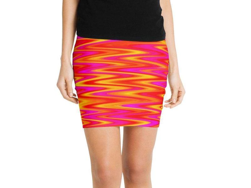 Mini Pencil Skirts-WAVY #1 Mini Pencil Skirts-Reds &amp; Oranges &amp; Yellows &amp; Fuchsias-from COLORADDICTED.COM-
