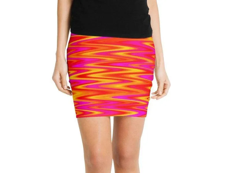 Mini Pencil Skirts-WAVY #1 Mini Pencil Skirts-Reds & Oranges & Yellows & Fuchsias-from COLORADDICTED.COM-