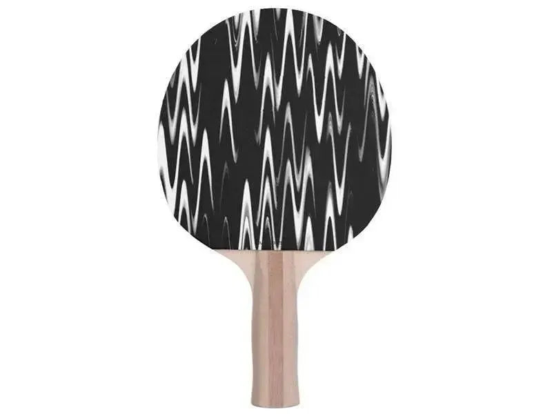 Ping Pong Paddles-WAVY #1 Ping Pong Paddles-Black & White-from COLORADDICTED.COM-