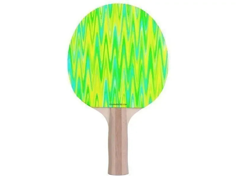 Ping Pong Paddles-WAVY #1 Ping Pong Paddles-Greens & Yellows & Light Blues-from COLORADDICTED.COM-